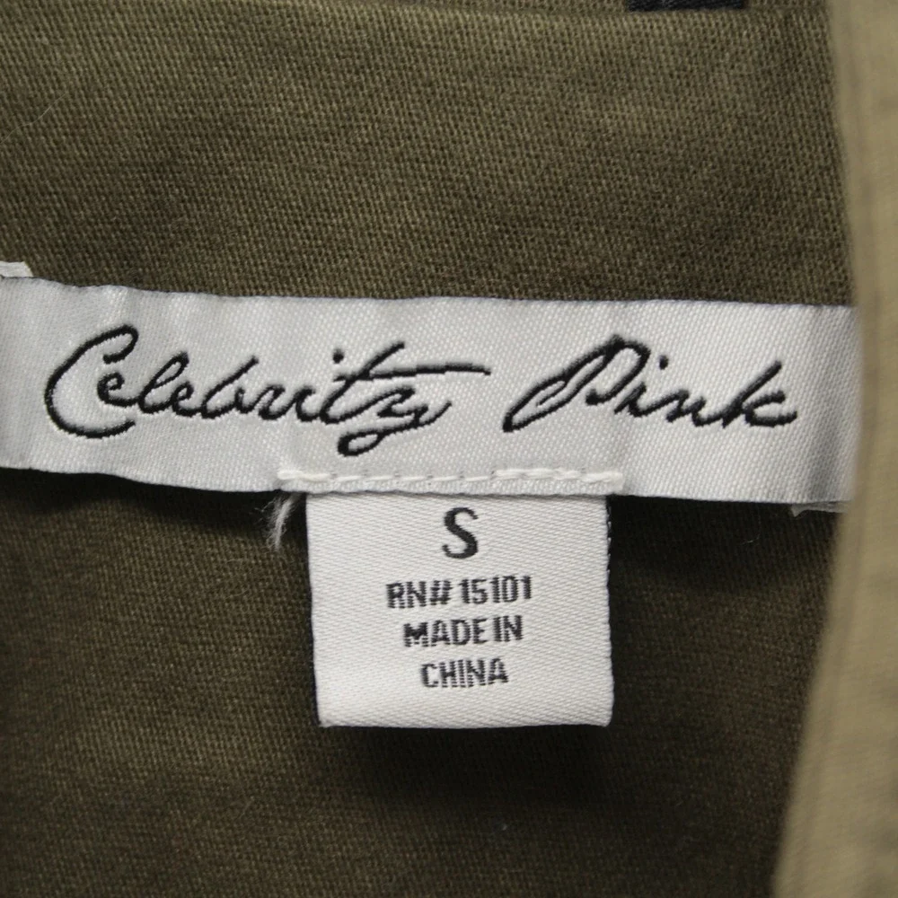 Celebrity Pink Women's Olive Green Embellished‎ Military Utility Jacket Size S